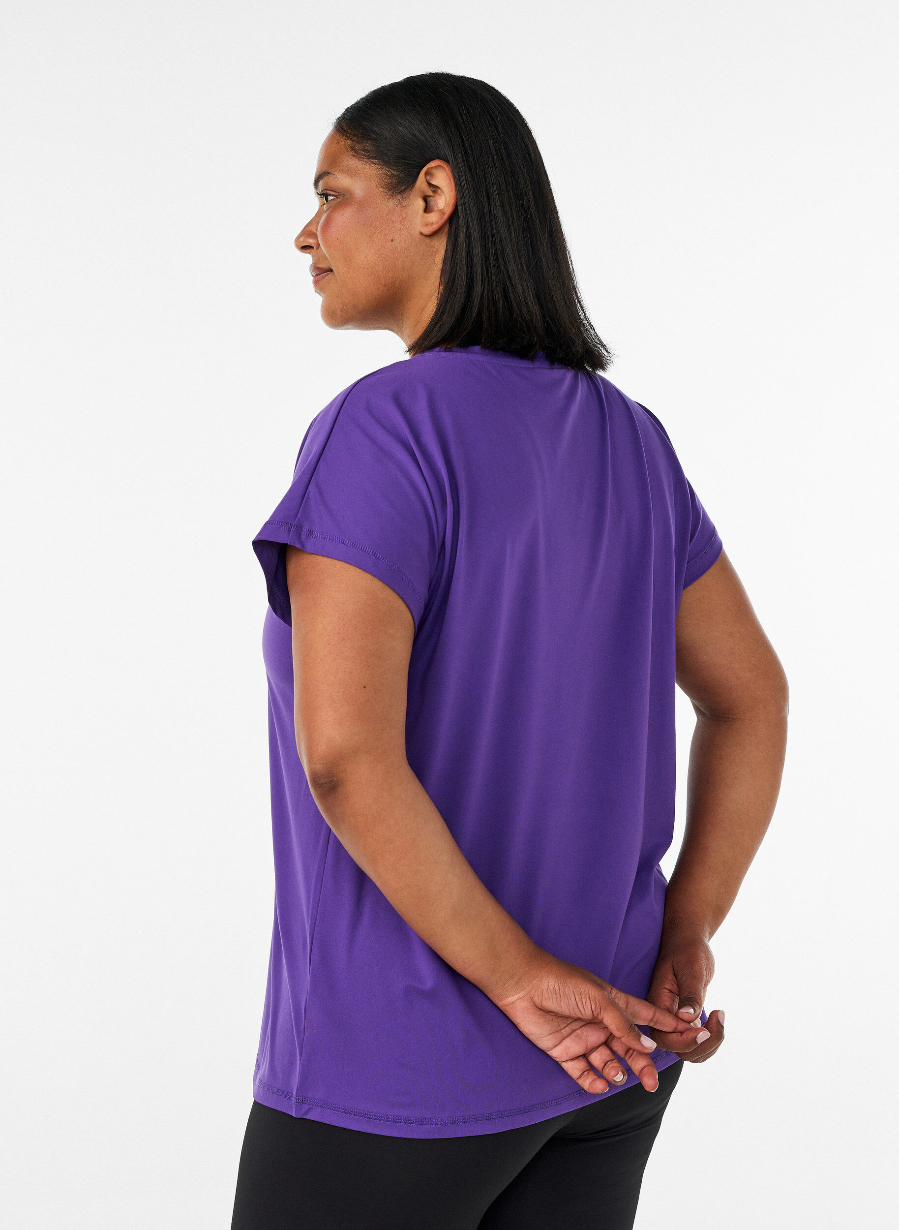 ZizziEnsfarvet tr&aelig;nings t-shirt, Lilla, Model image number 2