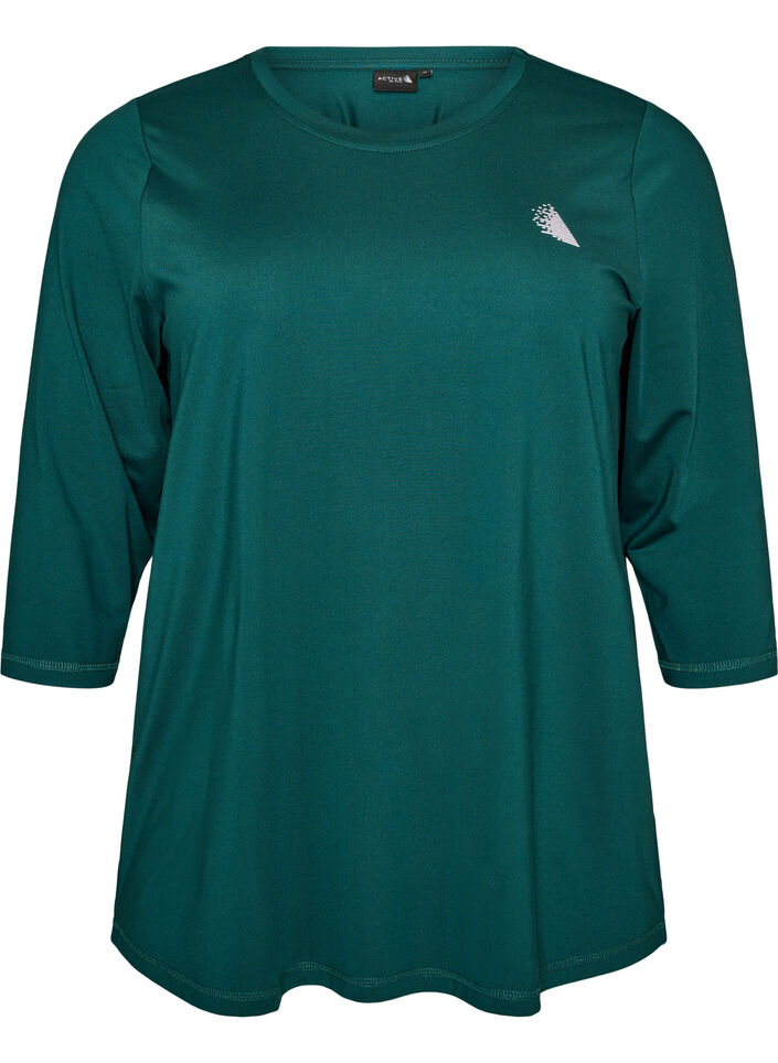 Tr&aelig;ningsbluse med 3/4 &aelig;rmer, Gr&oslash;n, Packshot image number 0