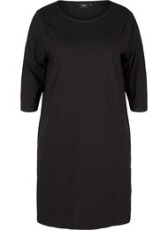Bomulds kjole med 3/4 ærmer og lommer, Black