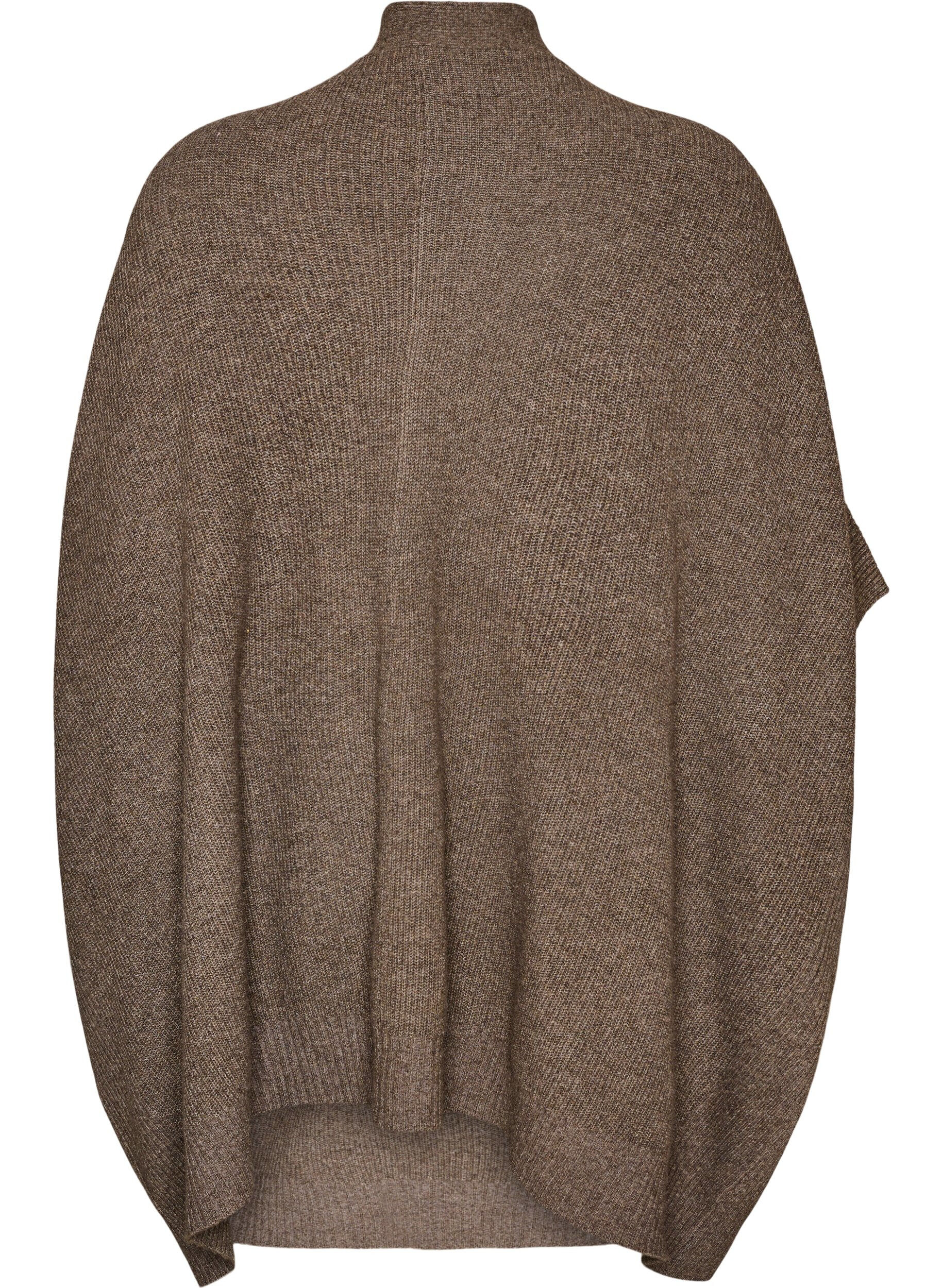 ZizziCardigan med &aring;ben front og vide &aelig;rmer, Brun, Packshot image number 1