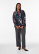 Blomstret bluse med v&aelig;vet struktur, Sort, Model image number 1