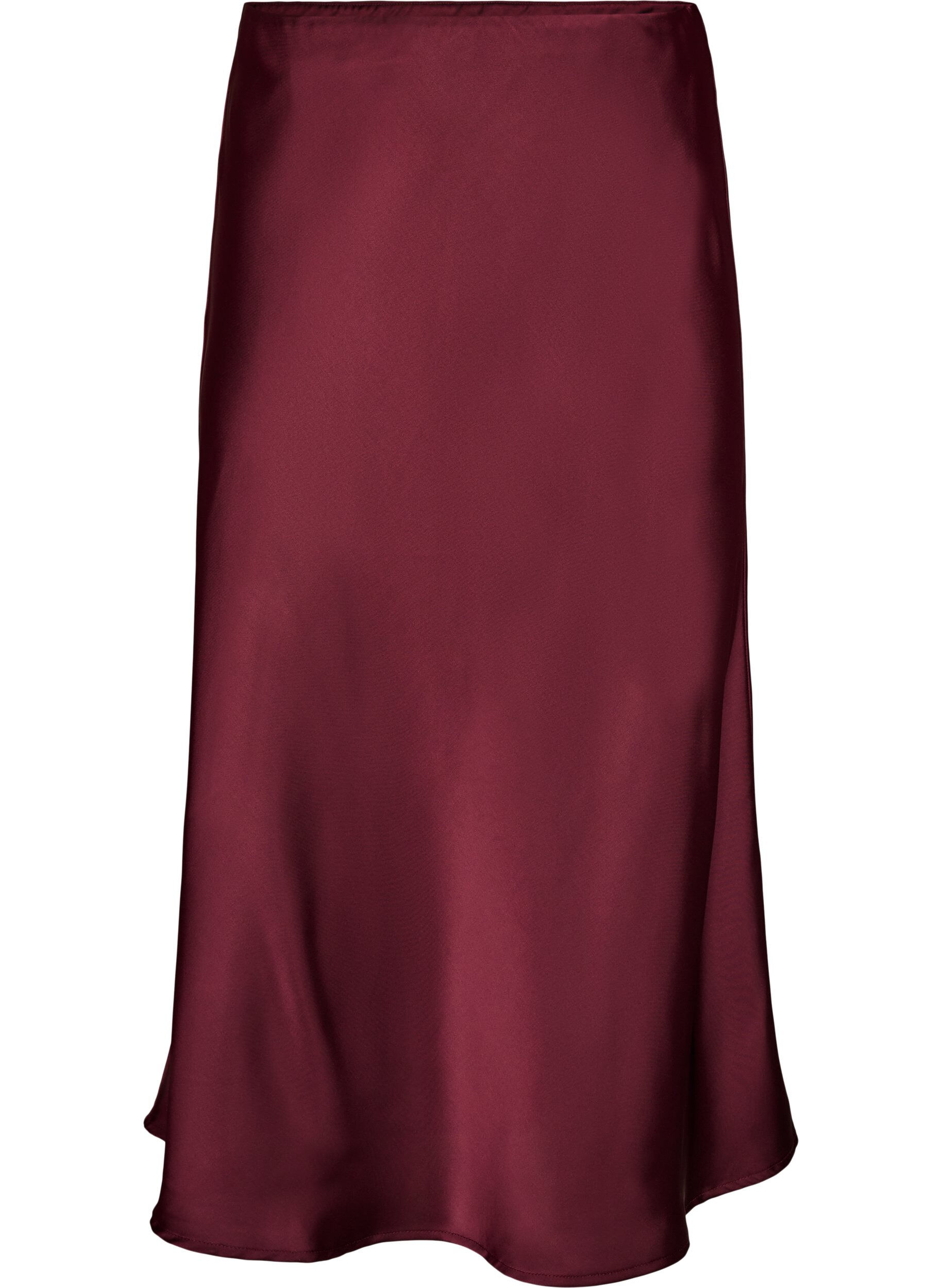 ZizziSatin midi-nederdel, R&oslash;d, Packshot image number 0
