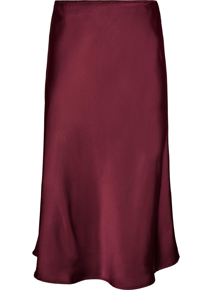 Satin midi-nederdel, R&oslash;d, Packshot image number 0