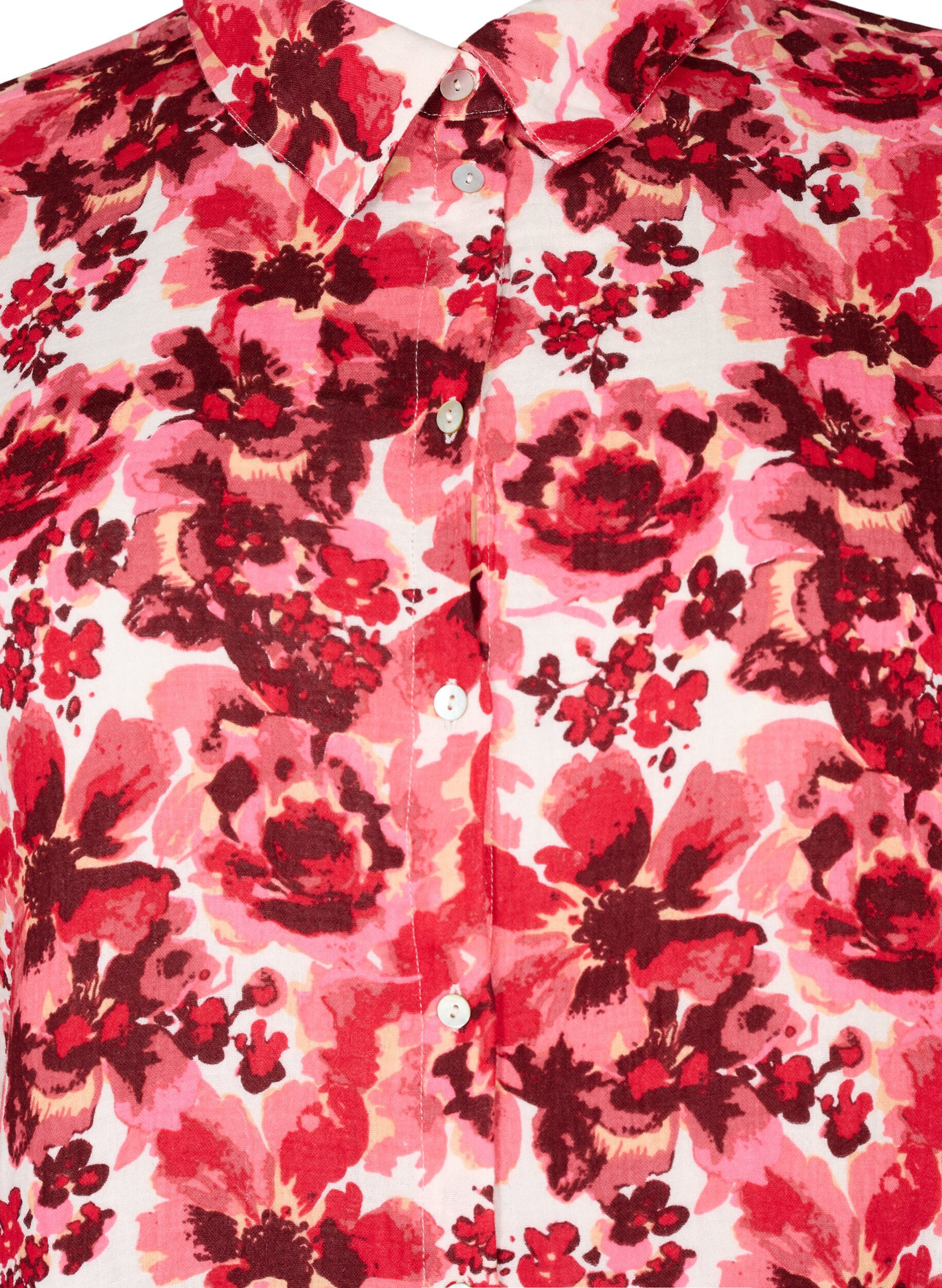 Zizzi Lang skjorte med all-over print, Pink AOP Flower, Packshot image number 2