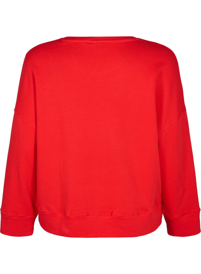 Sweatshirt med motiv og lange ærmer, Rød, Packshot image number 1