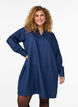 Kort denimkjole med v-hals og krave, Bl&aring;, Model image number 0