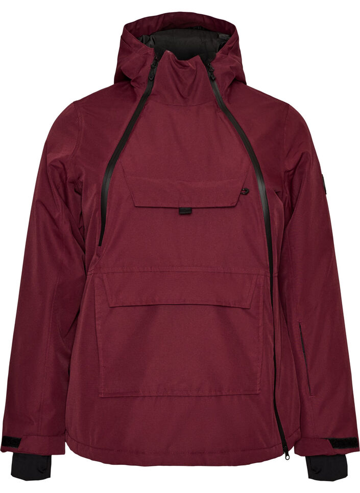 Funktionel ski anorak med h&aelig;tte, R&oslash;d, Packshot image number 0