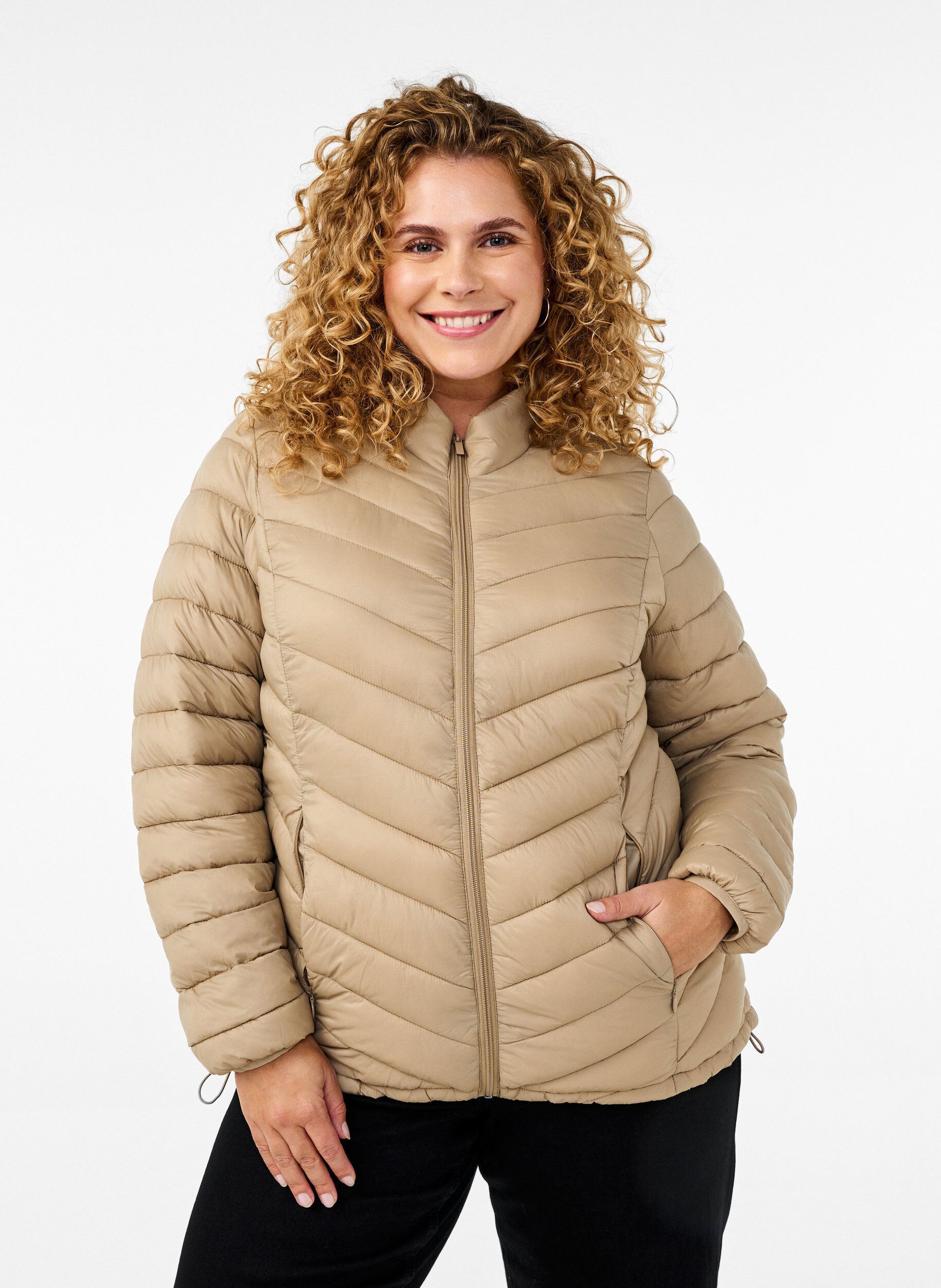 ZizziLetv&aelig;gtsjakke med lommer, Brun, Model image number 0