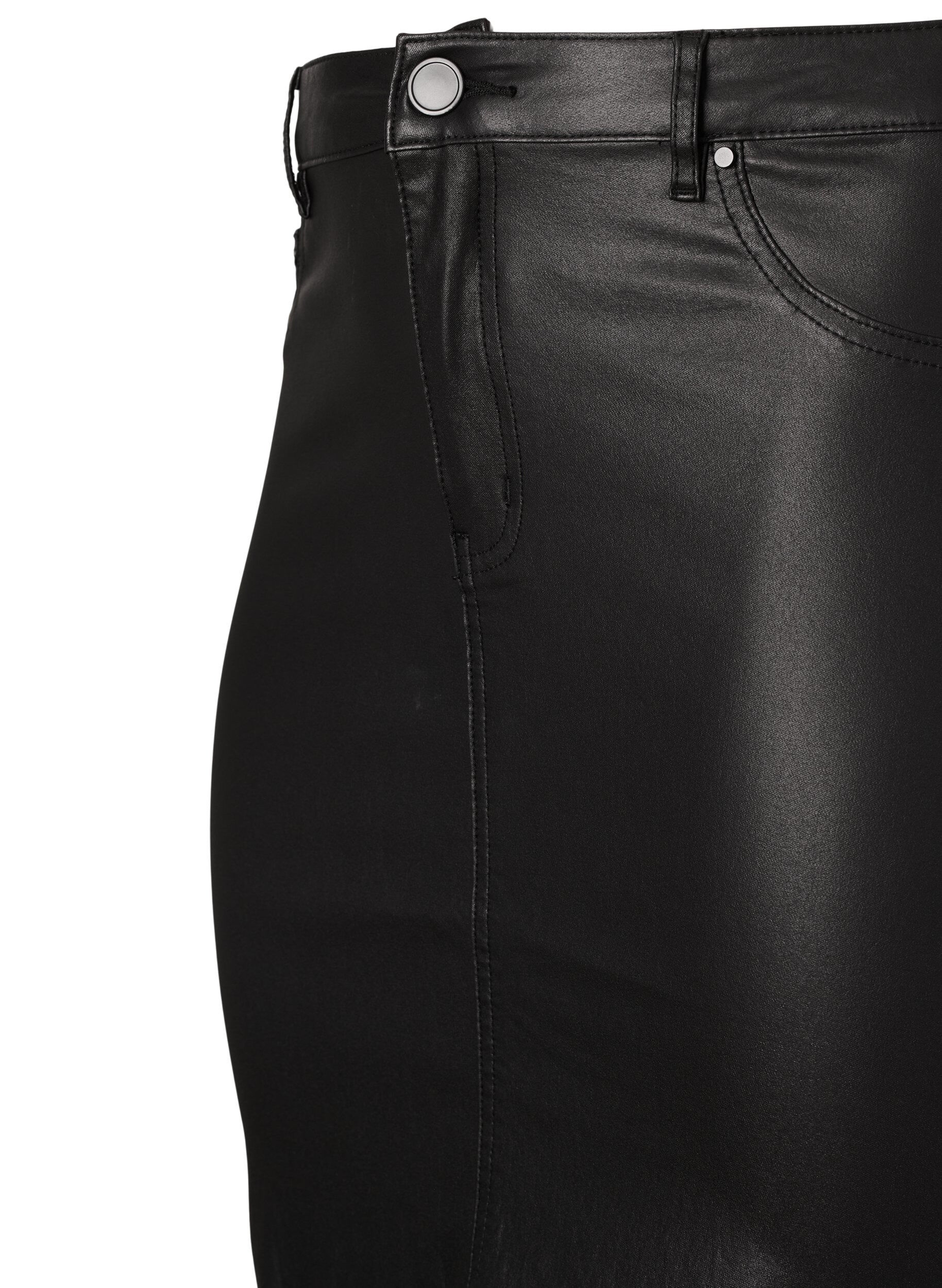 Zizzi Coated nederdel med slids , Black, Packshot image number 3