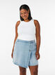 Denimskorts med sl&aring;-om-effekt og h&oslash;j talje, Bl&aring;, Model image number 0