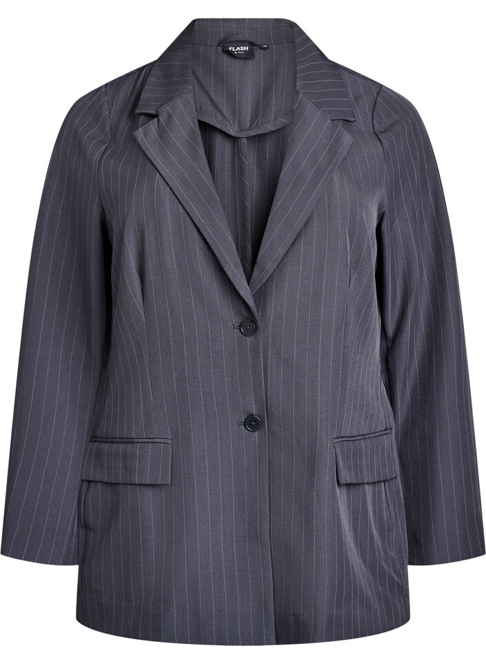 Blazer med lommer og slids, Gr&aring;, Packshot image number 0