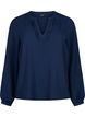 Langærmet bluse med struktur, Navy Blazer, Packshot image number 0