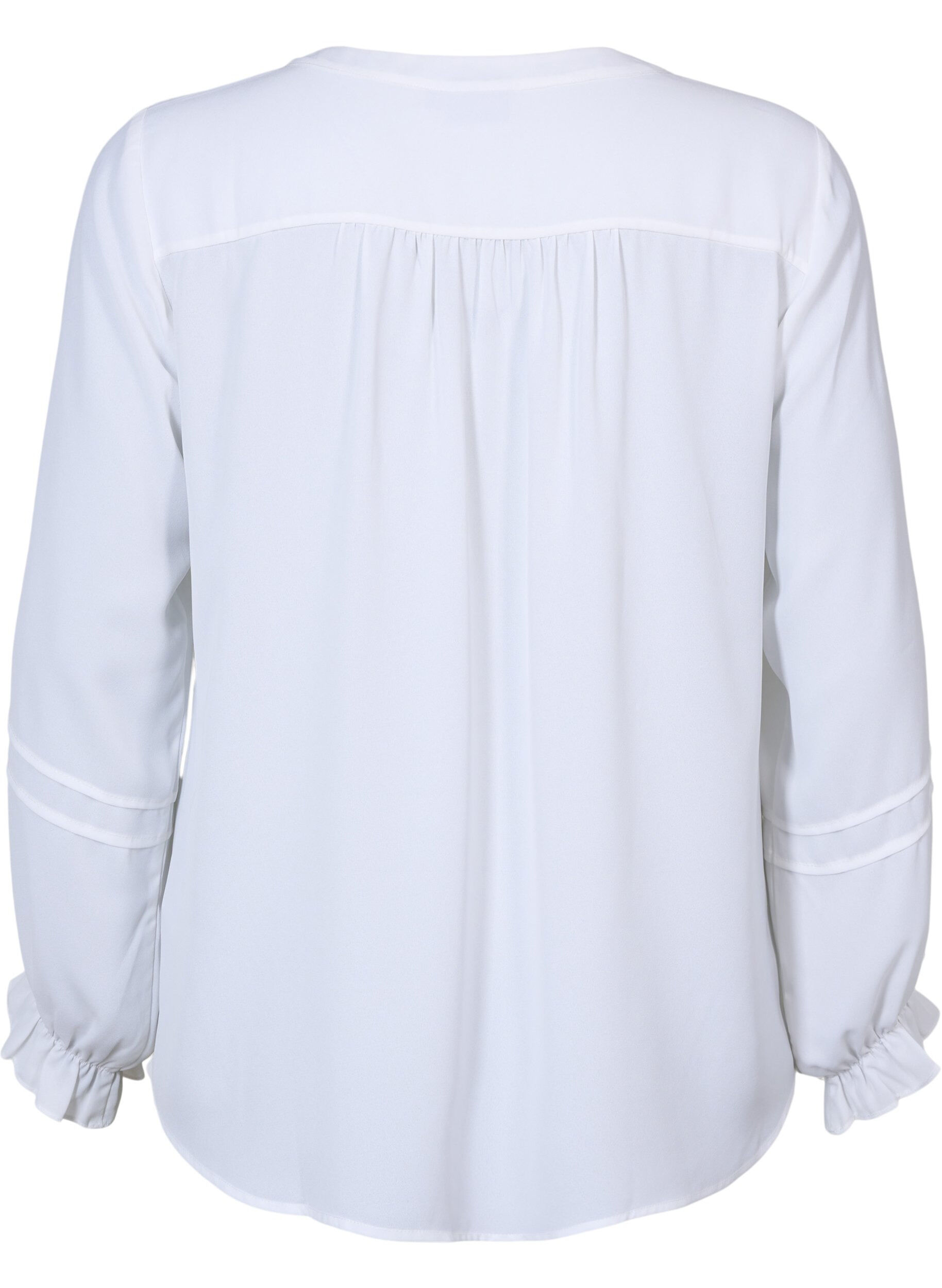 Zizzi Bluse med lange &aelig;rmer og knaplukning, Bright White, Packshot image number 1