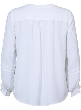 Bluse med lange ærmer og knaplukning, Bright White, Packshot image number 1