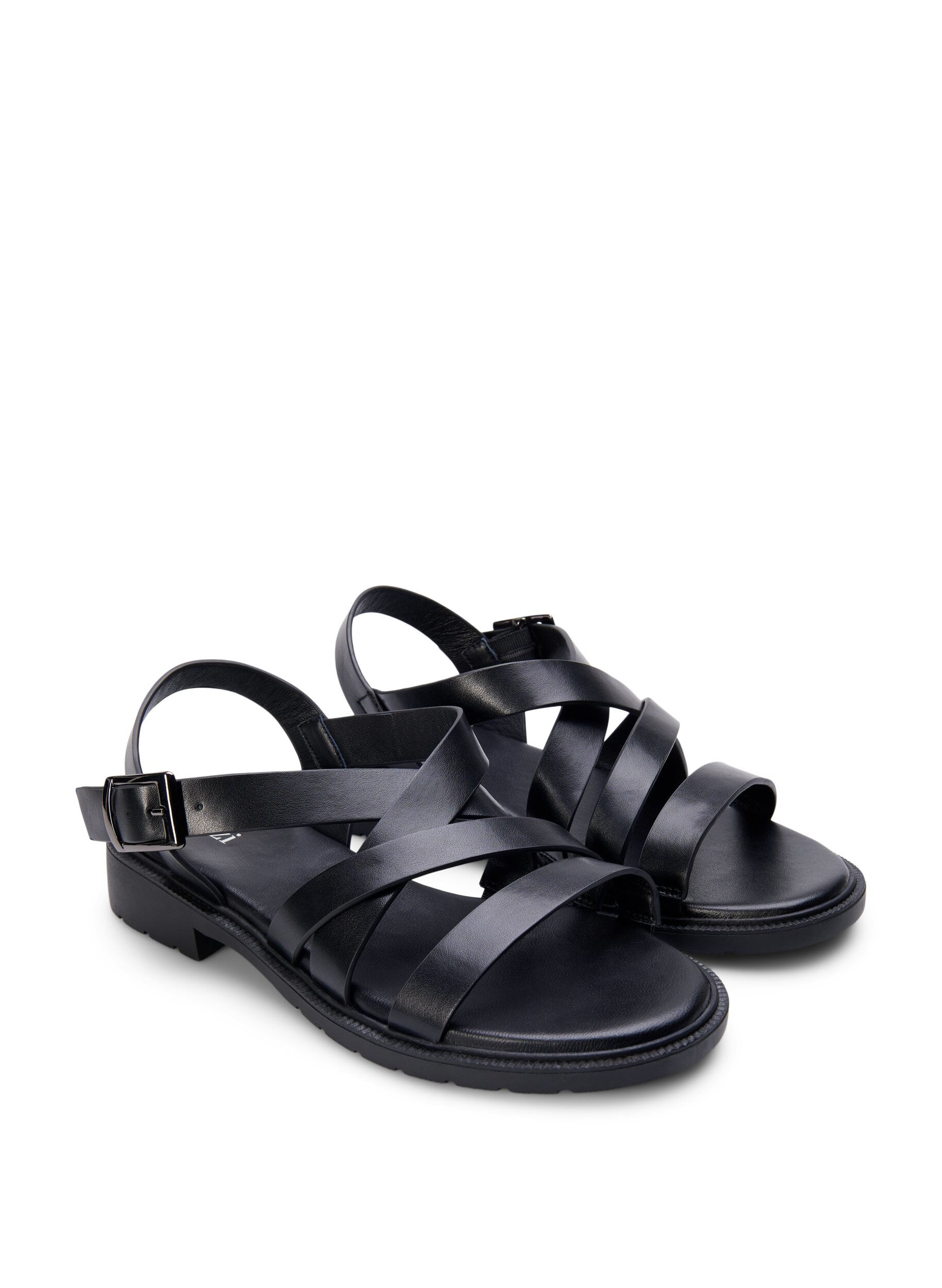 Zizzi Wide fit - Sommer sandal i l&aelig;der, Black, Packshot image number 1