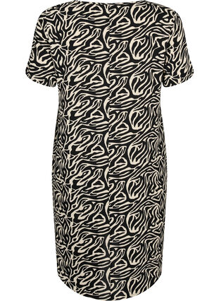Printet kjole med korte ærmer, Black/White Animal, Packshot image number 1
