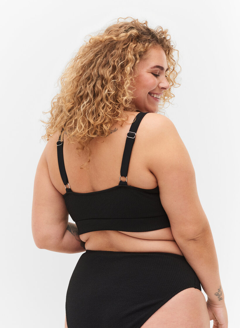 Bikini top med crepe struktur, Black, Model image number 1