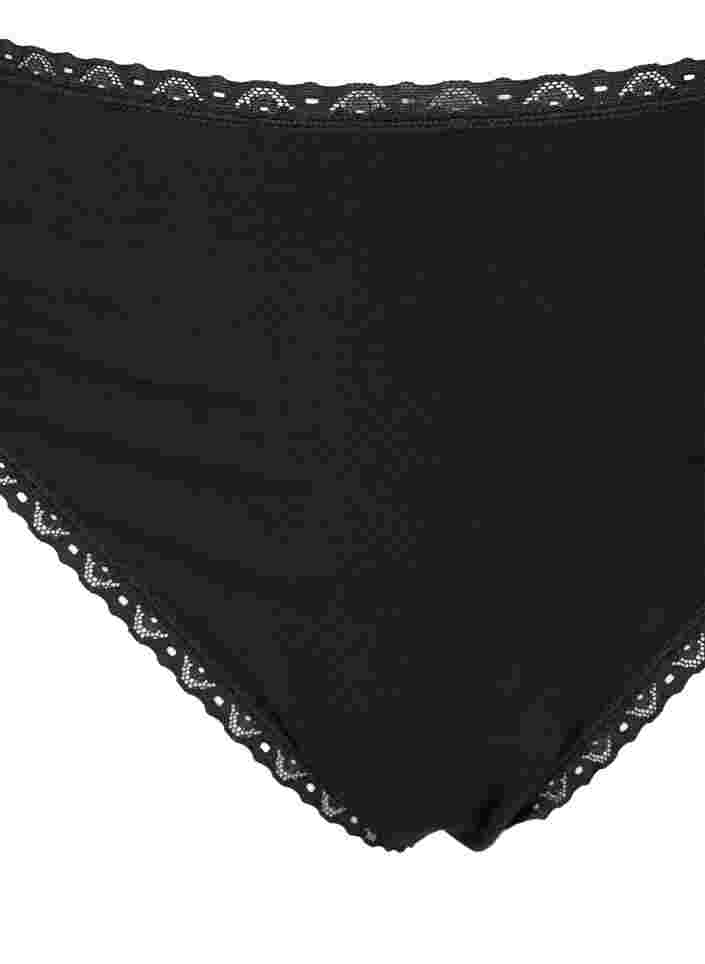 3-pak g-streng med blondekanter, Black, Packshot image number 2