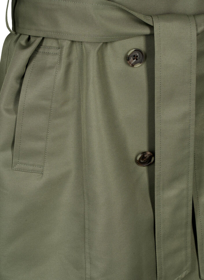 Kort trenchcoat med bælte, Grøn, Packshot image number 3