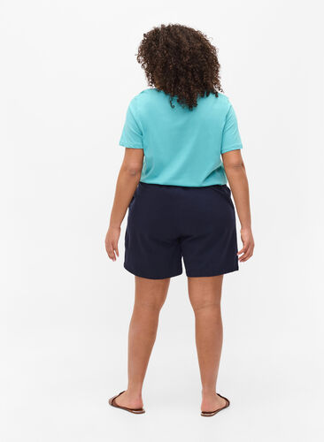 Bomulds shorts med lommer, Night Sky Solid, Model image number 0