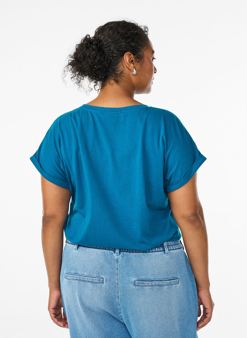 Kort&aelig;rmet t-shirt i bomuldsblanding, Bl&aring;, Model image number 2