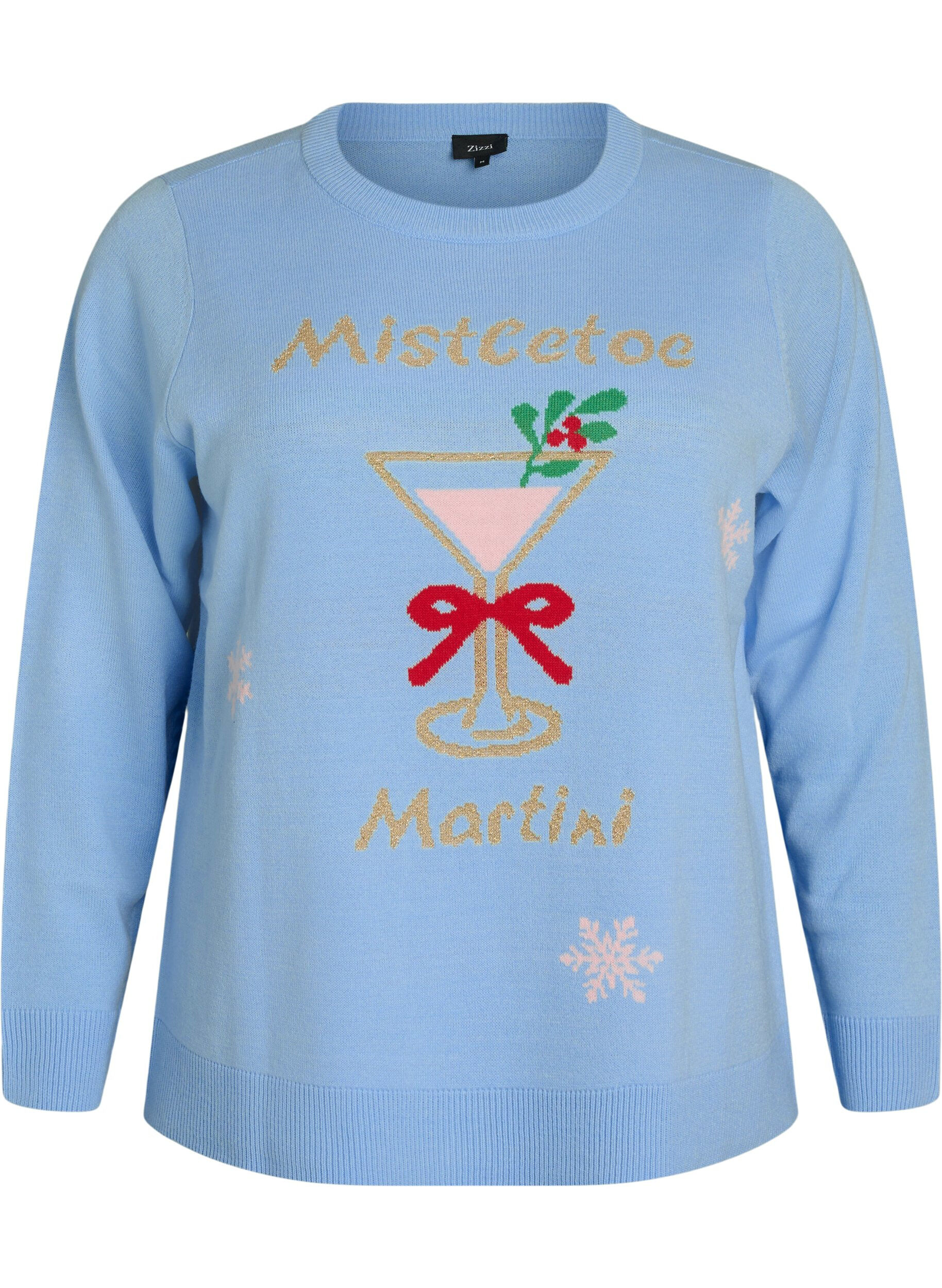 Strikbluse med julemotiv