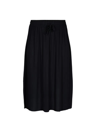 Viskose midi nederdel med slids, Black, Packshot image number 0