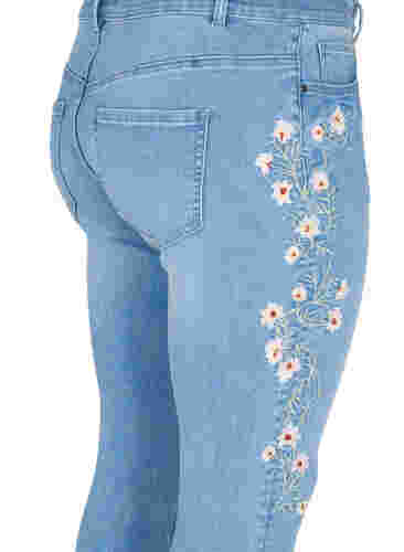 Ekstra slim Sanna jeans med broderidetalje, Light blue, Packshot image number 3