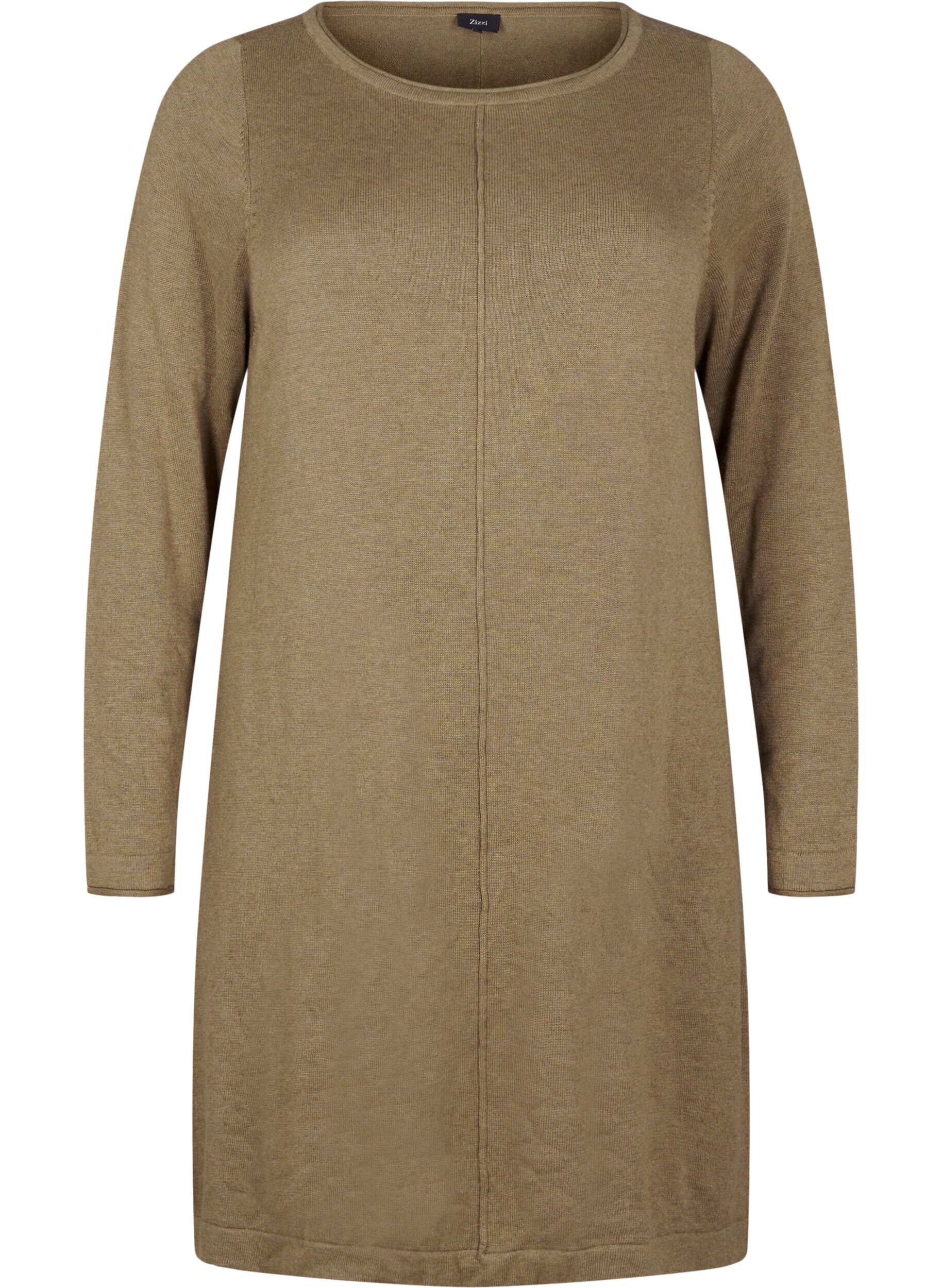 Zizzi Strikkjole i bomulds-viskosemix, Gr&oslash;n, Packshot image number 0