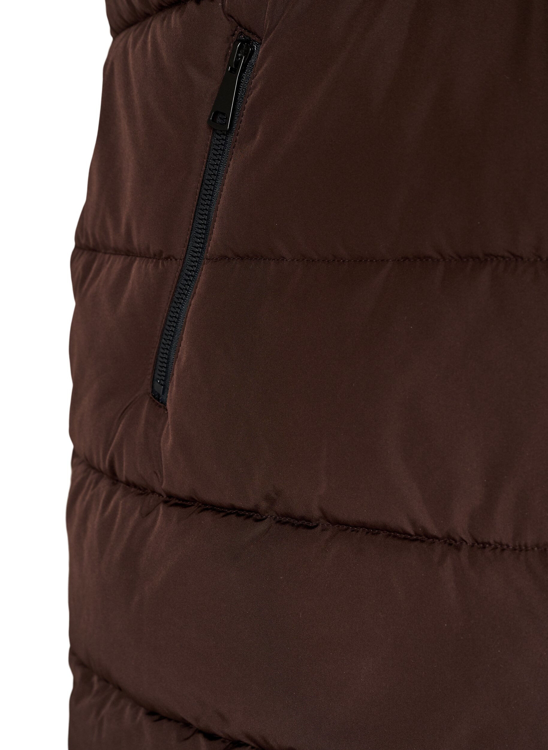 ZizziLang vest med h&aelig;tte og lommer, Brun, Packshot image number 3