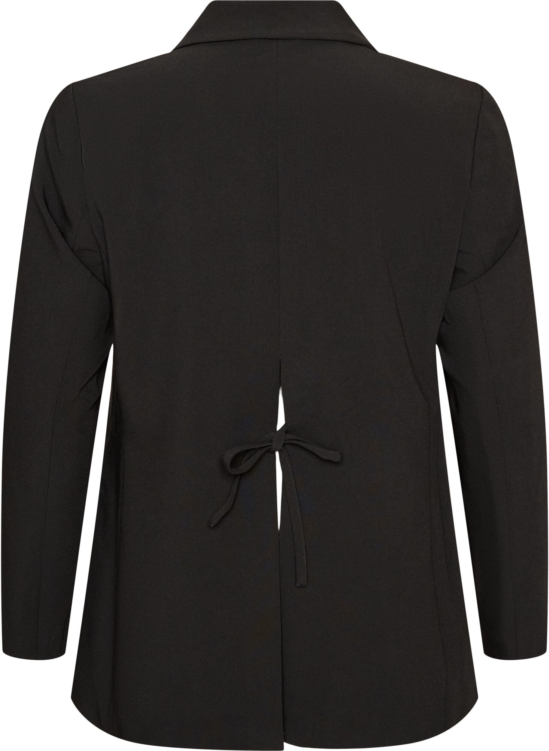 ZizziBlazer med slids og bindedetalje bagp&aring;, Sort, Packshot image number 1