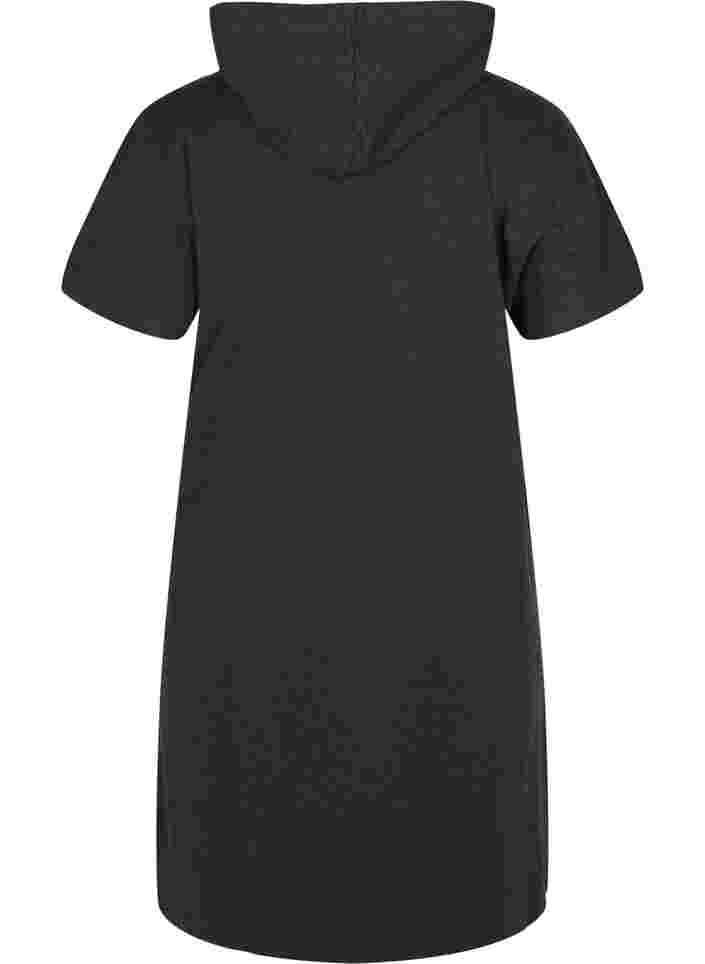 Sweatkjole med hætte og korte ærmer, Black DGM ASS, Packshot image number 1