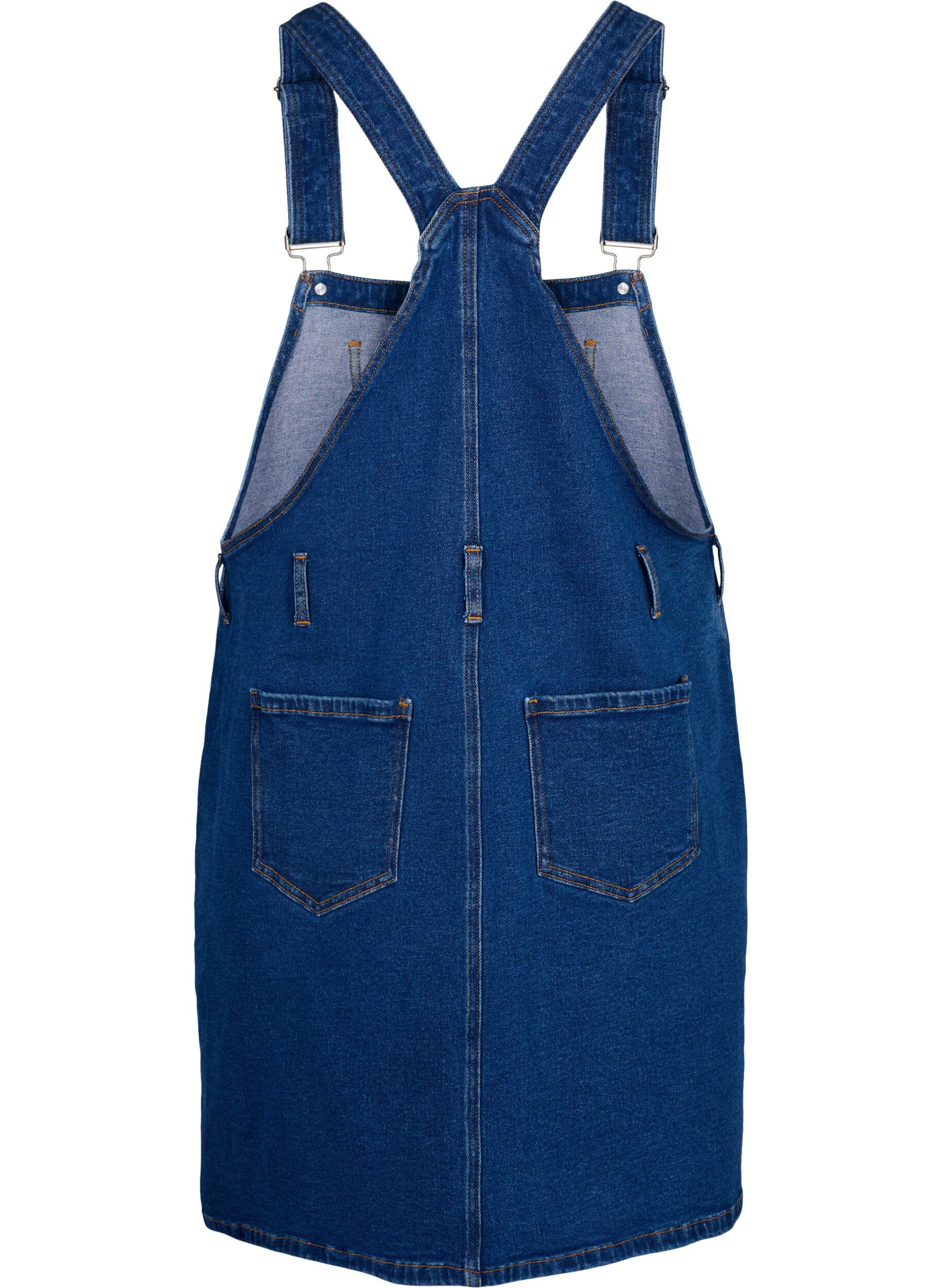 Zizzi Overalls kjole i denim, Bl&aring;, Packshot image number 1