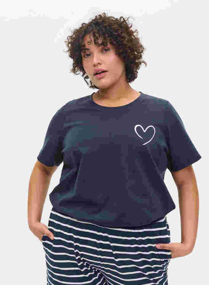 Kortærmet nat t-shirt i bomuld, Navy Blazer w. Heart, Model