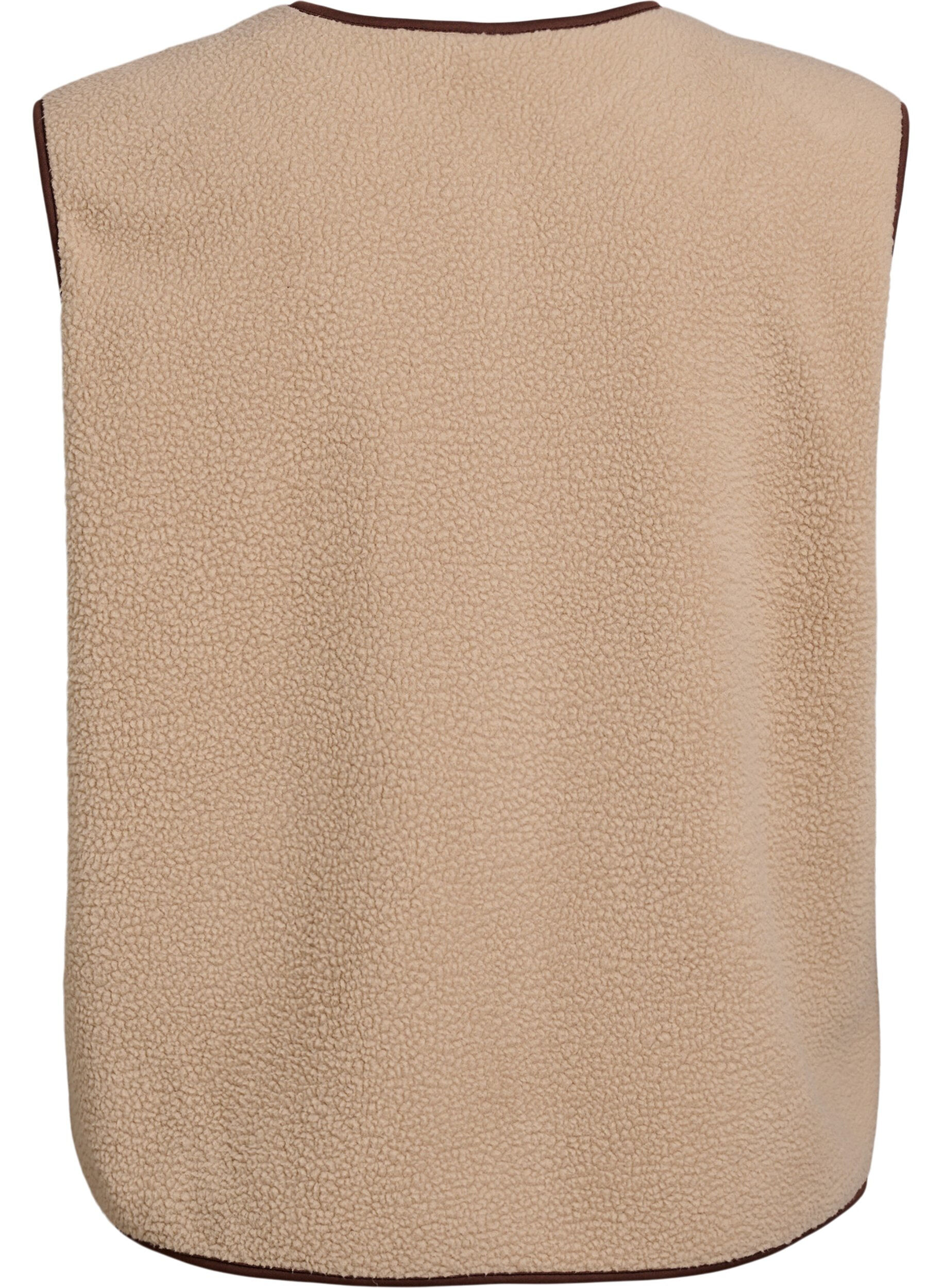 Zizzi Vest i teddyfleece med kontrastkanter, Beige, Packshot image number 1