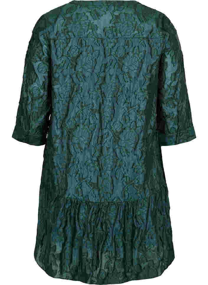 Jacquard kjole med flæser og a-shape, Scarab, Packshot image number 1