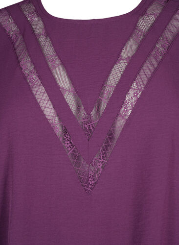 Langærmet bluse med blonder, Deep Purple, Packshot image number 2