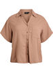 Skjortebluse i bomuldsmusselin med korte &aelig;rmer, Brun, Packshot image number 0