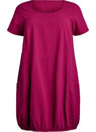 Kortærmet kjole i bomuld, Rød