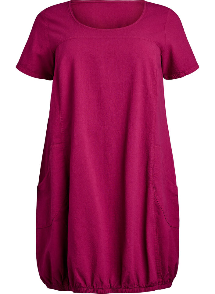 Kortærmet kjole i bomuld, Rød, Packshot image number 0