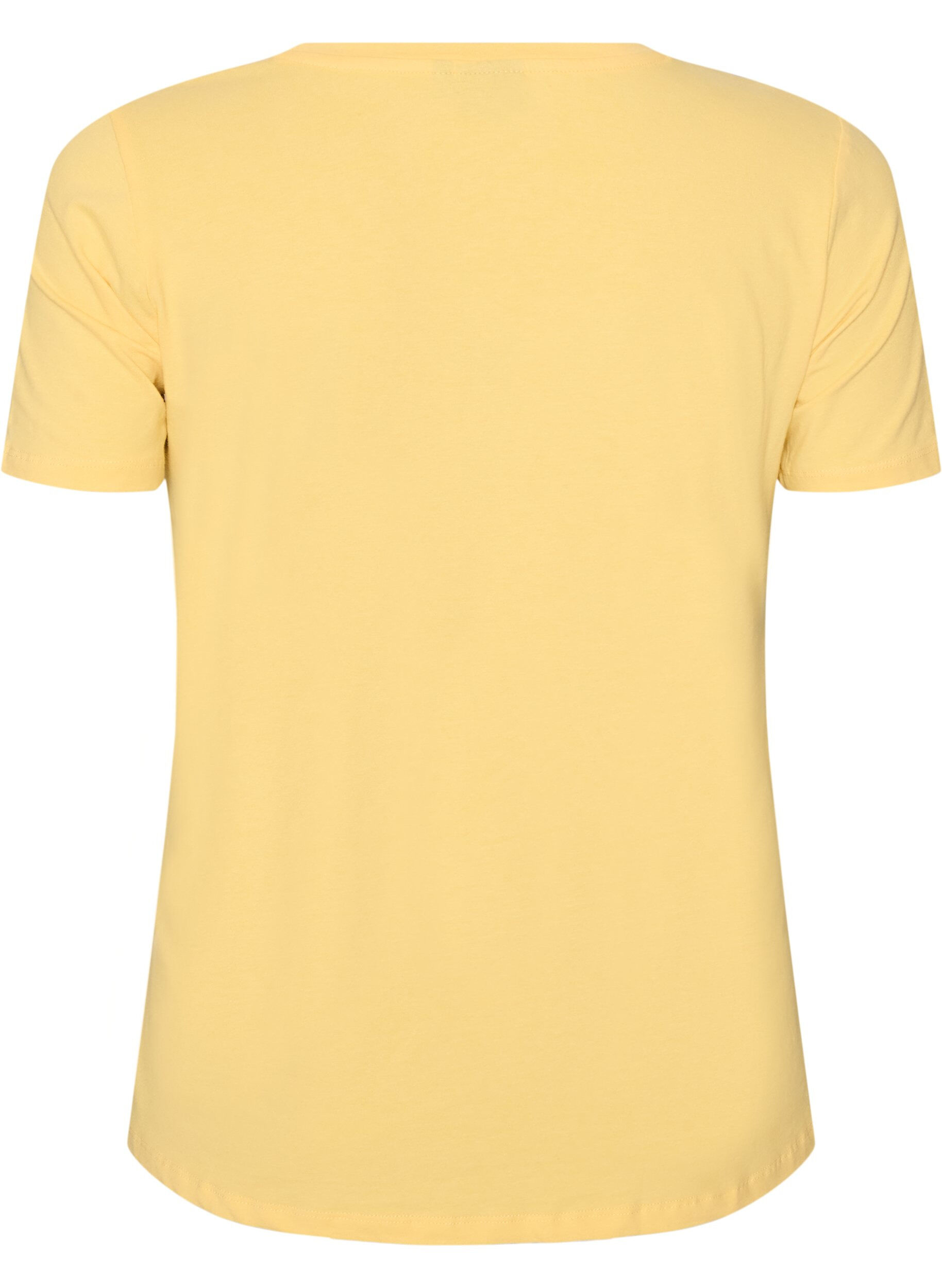 ZizziEnsfarvet basis t-shirt i bomuld, Gul, Packshot image number 1