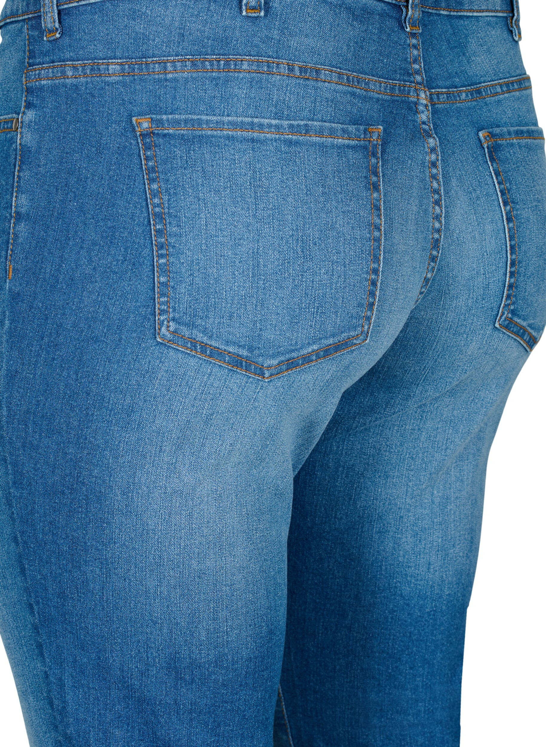 Zizzi Emily jeans med normal talje og slim fit, Blue denim, Packshot image number 3