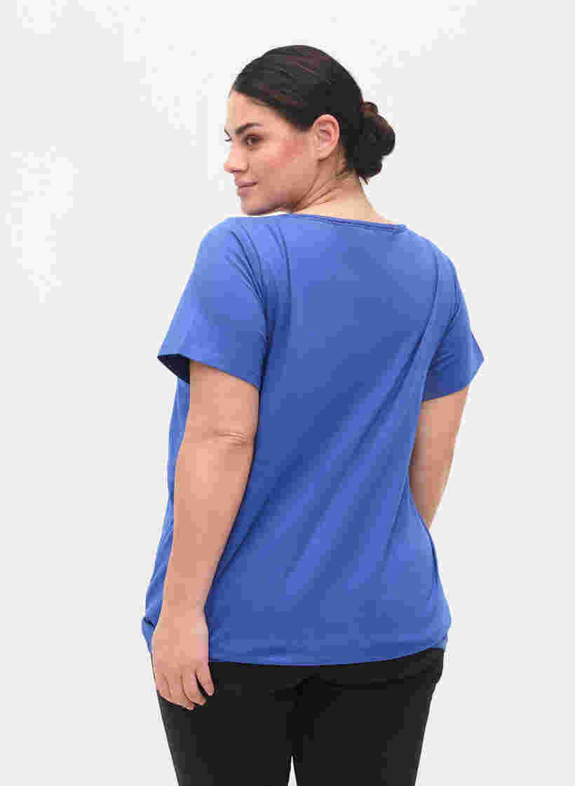 Bomulds t-shirt med korte ærmer, Dazzling Blue, Model image number 1