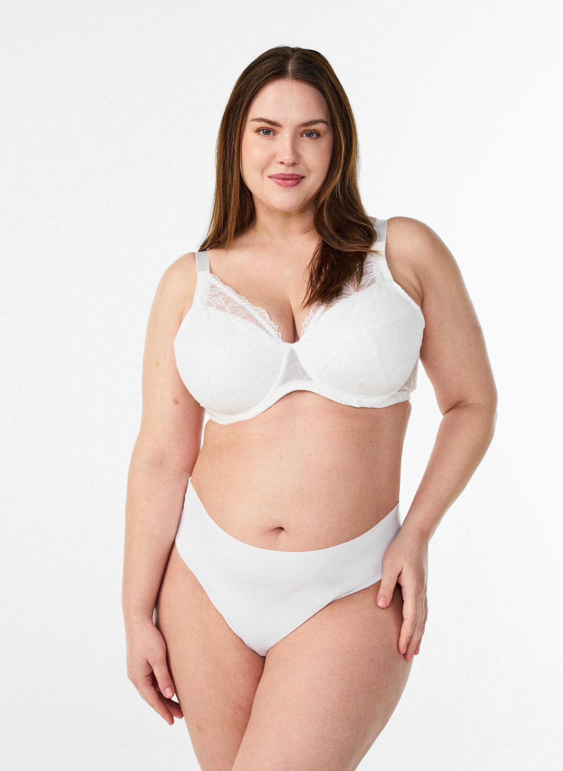 ZizziVatteret blonde bh med b&oslash;jle, Hvid, Model image number 1