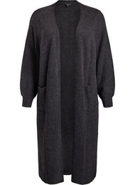 Lang strikcardigan med lommer, Grå