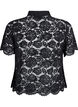 Skjortebluse i blonde med perleknapper, Sort, Packshot image number 1