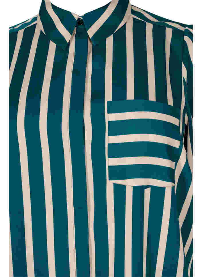 Stribet skjorte med lange ærmer, Green Stripe, Packshot image number 2