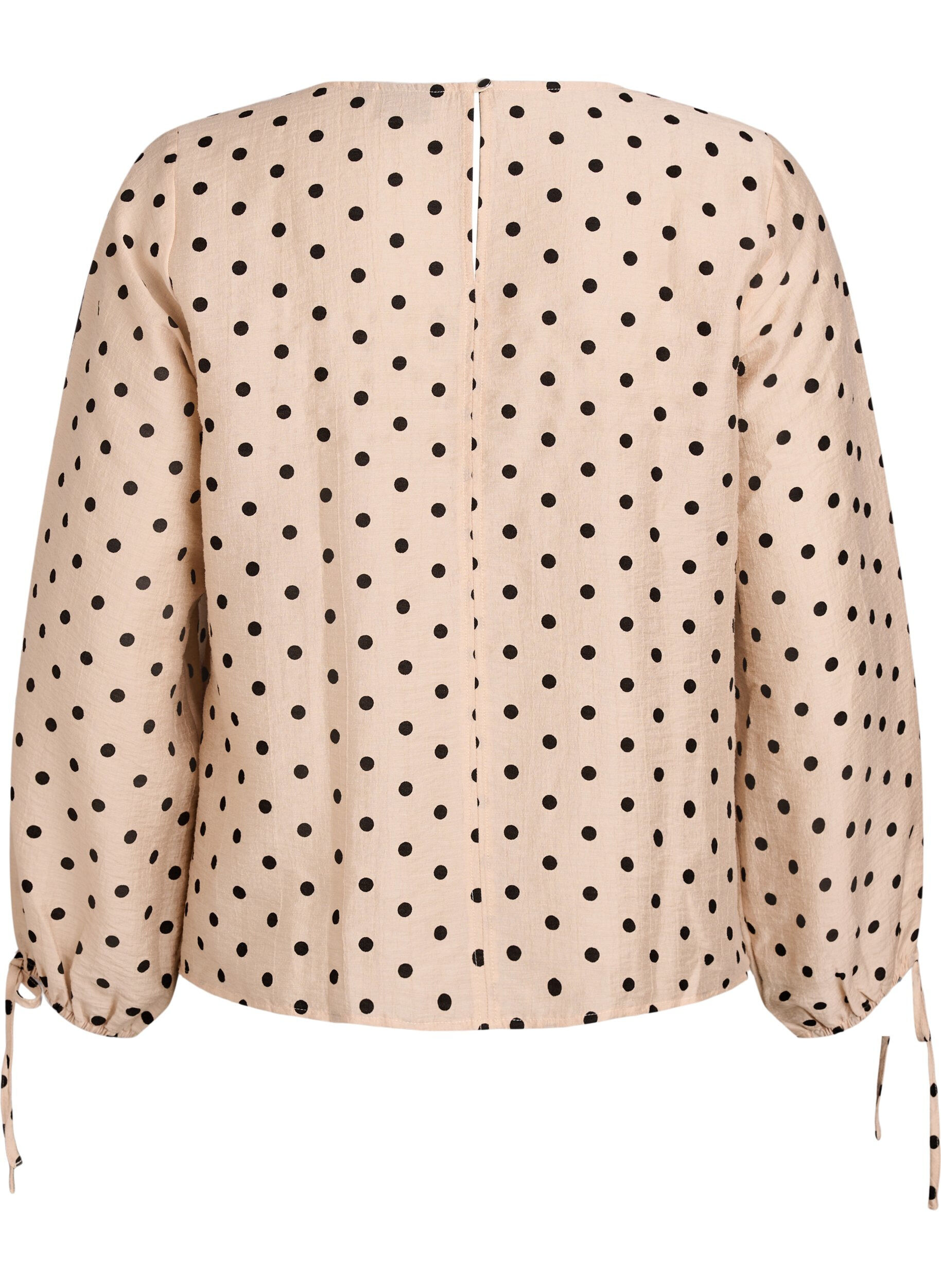 Zizzi Bluse med prikker og bindedetaljer, Beige, Packshot image number 1