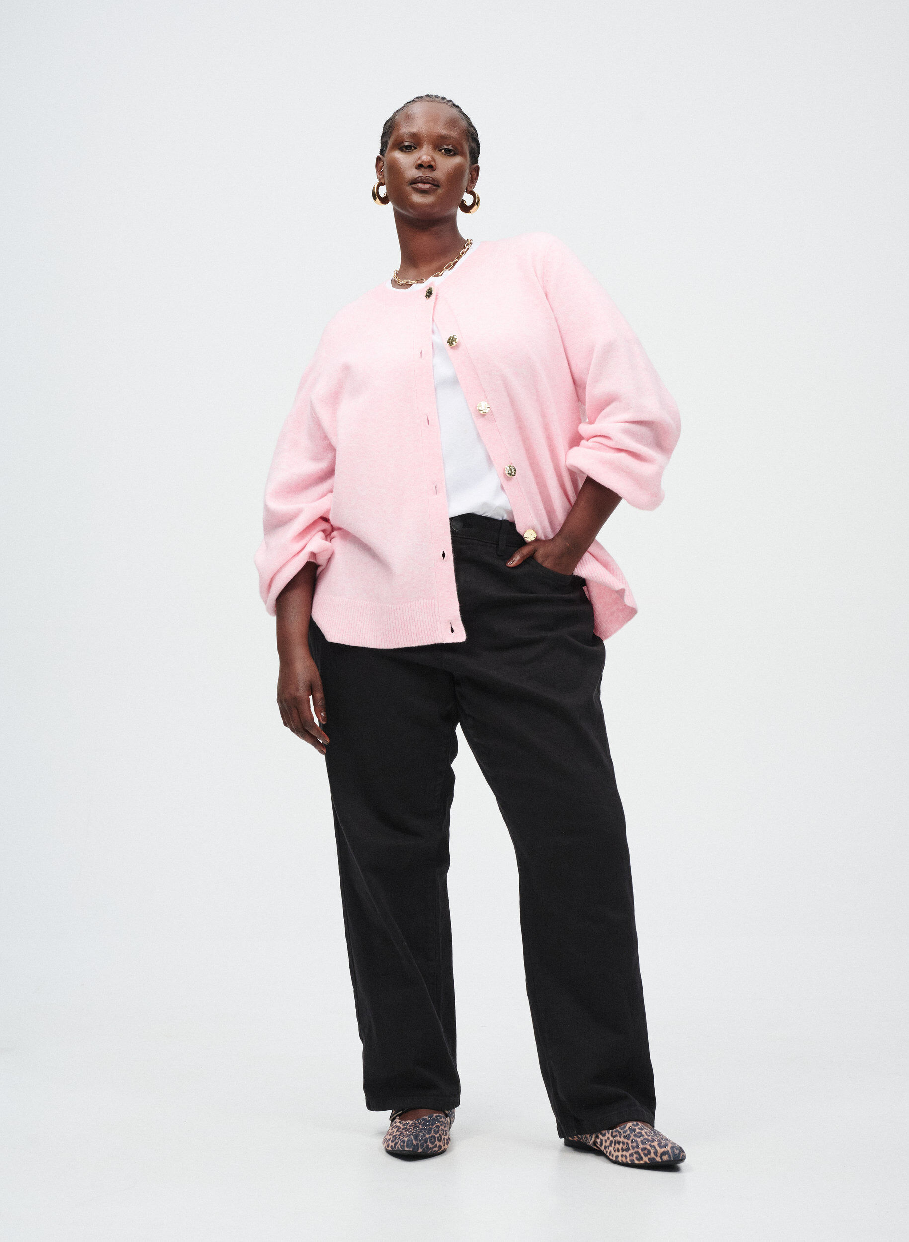 Zizzi L&oslash;s jeans med h&oslash;j talje, Sort, Image image number 0