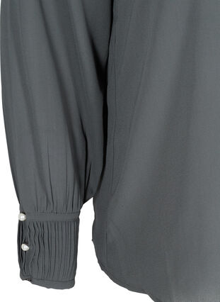 Skjorte med plissé og perleknapper, Asphalt, Packshot image number 3